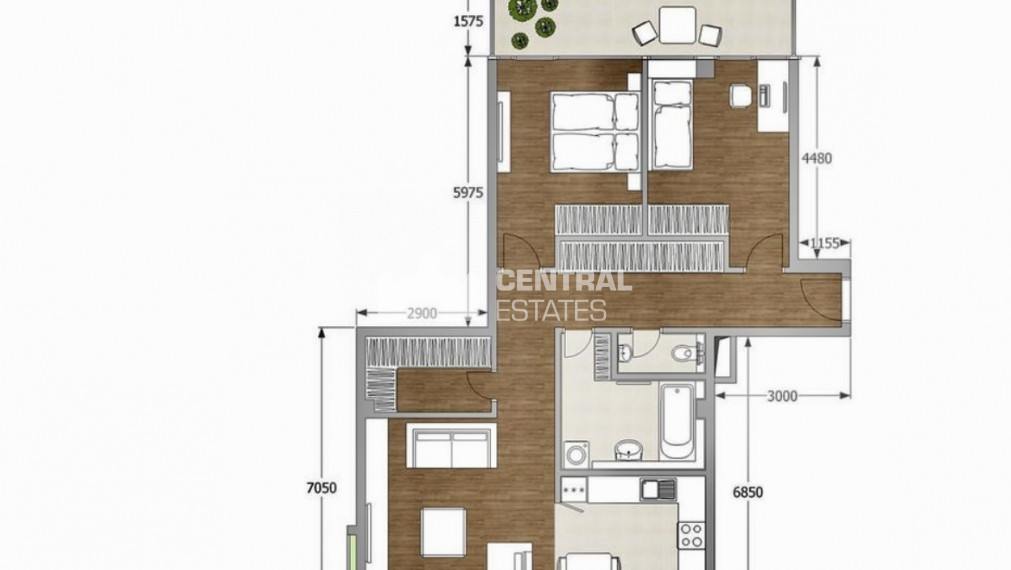 Modern 2- bedroom apartment in a new building with a terrace and a cellar for rent in the Old Town