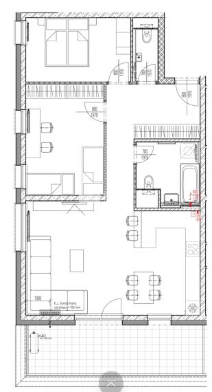 Beautiful 2- bedroom apartment for rent in a new building with a terrace and parking