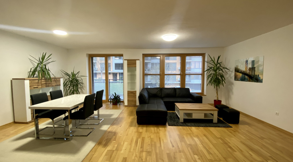 Beautiful large 2-bedroom apartment in a new building with two balconies and parking for rent in Nové mesto