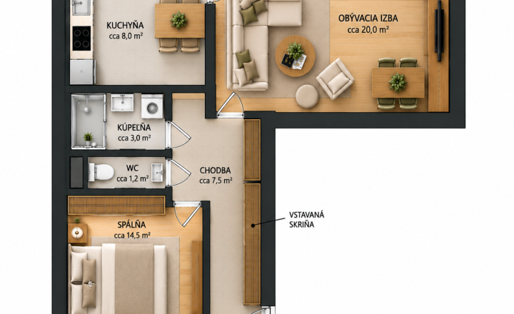 Praktický 2-izbový byt 52m2, lodžia, pivnica na predaj Ružinov - fotografia 17